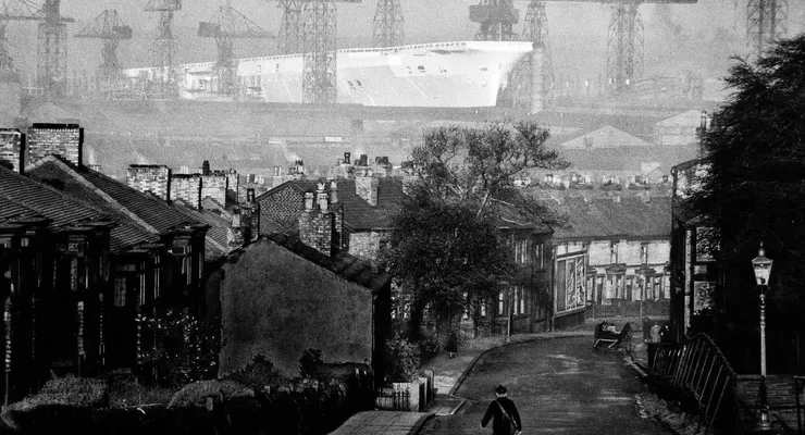 The mighty HMS Ark Royal sits on the slipway at Cammell Laird shipyard.