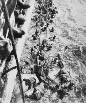Survivors of the Bismarck are rescued by HMS Dorsetshire